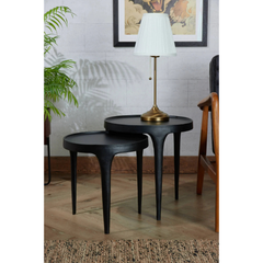 Nesting Cast Metal Side Tables - Matt Black