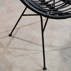 Boho Black Rattan And Black Metal Accent Chair Armchair
