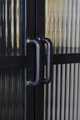 Industrial Fluted Glass Sideboard - Matt Black