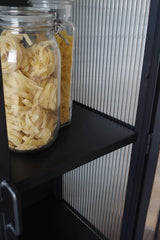 Industrial Fluted Glass Sideboard - Matt Black
