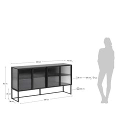 Industrial Fluted Glass Tv Unit - Matt Black