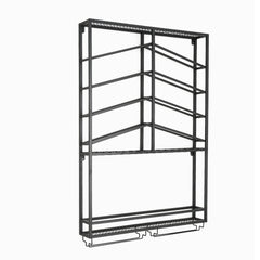Industrial Metal Wall Mounted Black Wine Rack with Glass & Bottle Rack