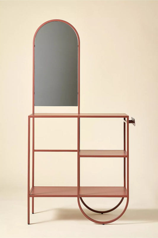 Lucy Terracotta Iron Mirror Entryway Storage Console