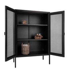 Industrial Modern Display Cabinet Unit - Matt Black
