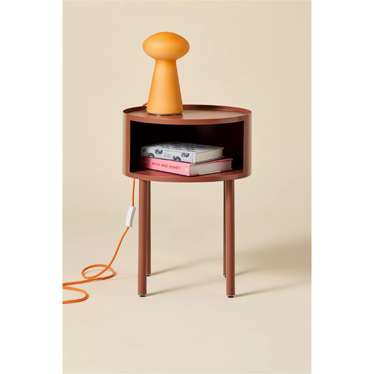 Industrial Terracotta Iron Cutout Storage Bedside Table