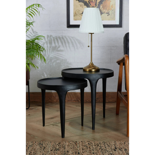 Nesting Cast Metal Side Tables - Matt Black
