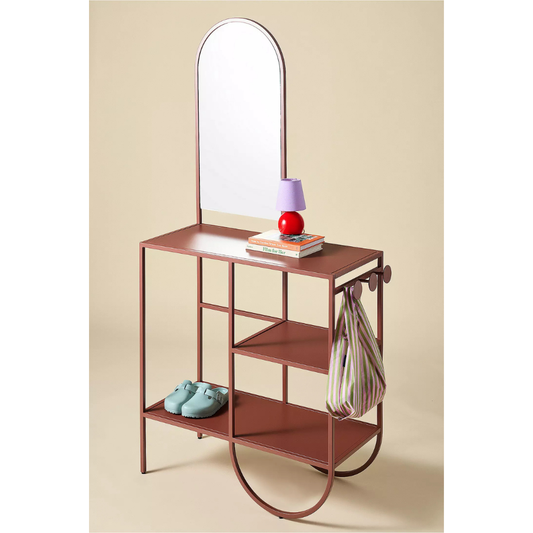 Lucy Terracotta Iron Mirror Entryway Storage Console