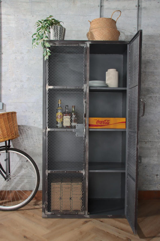 Industrial Mesh Cupboard - Grey