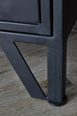 Industrial Metal Bookcase with Cupboard and Drawers - Matt Black