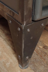 Rustic Glass Bookshelf Display Cabinet