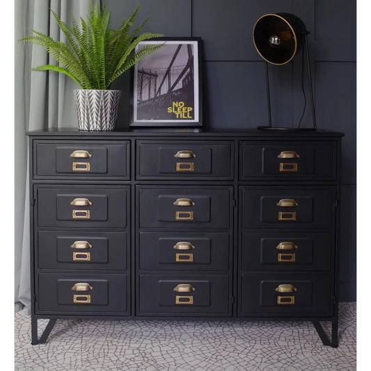Industrial Metal Sideboard - Matt Black