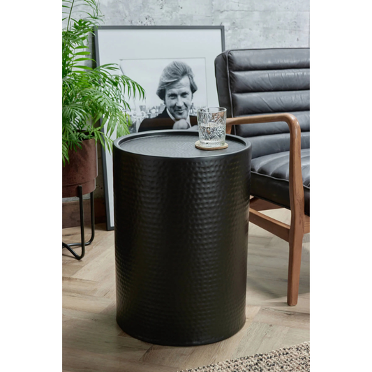 Hammered Side Table - Matt Black