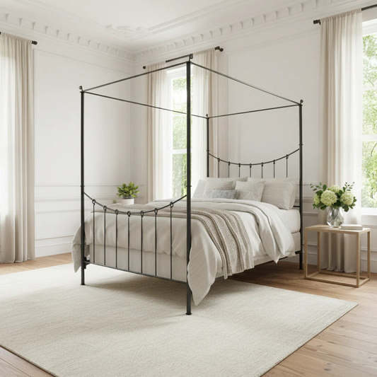 Midnight Knot Iron Canopy Bed