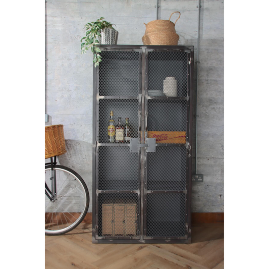 Industrial Mesh Cupboard - Grey