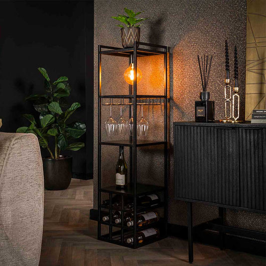 Italian Industrial Lightning Bar Cabinet Wine Rack
