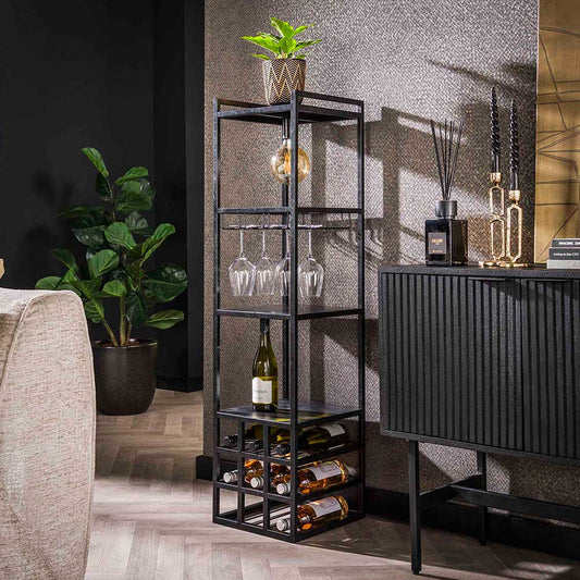 Italian Industrial Lightning Bar Cabinet Wine Rack
