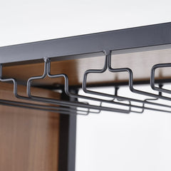 Industrial Tall Black Bar Wine Rack Cabinet with Glass Holder Wood Home Bar Cabinet