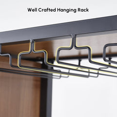 Industrial Tall Black Bar Wine Rack Cabinet with Glass Holder Wood Home Bar Cabinet