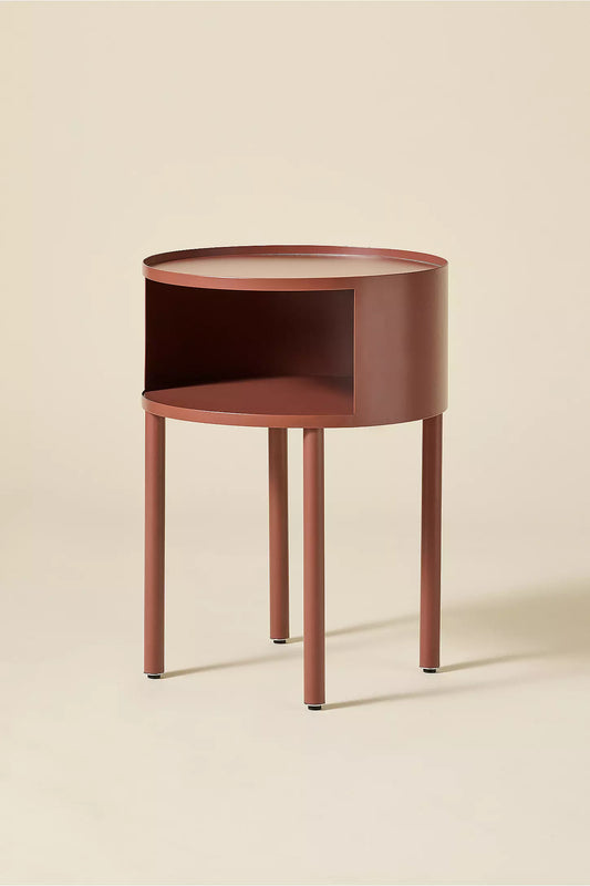 Industrial Terracotta Iron Cutout Storage Bedside Table