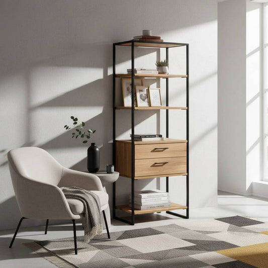 Industrial Iron Wood Bookshelf
