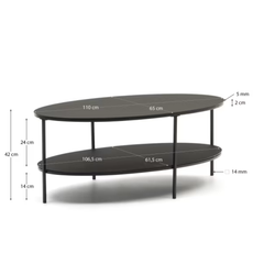 Fideia Oval Coffee Table Black Matt