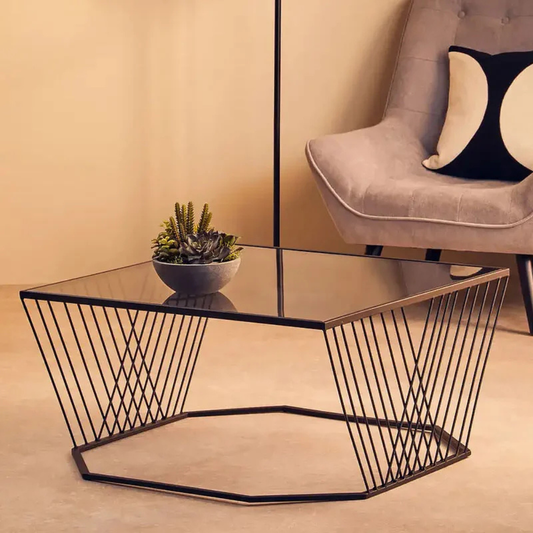 Amster Natural Wood Iron Coffee Table