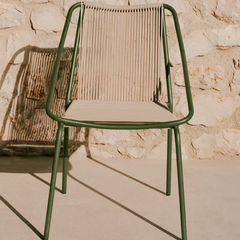 Zivia Roping Green Finish Dining Chair