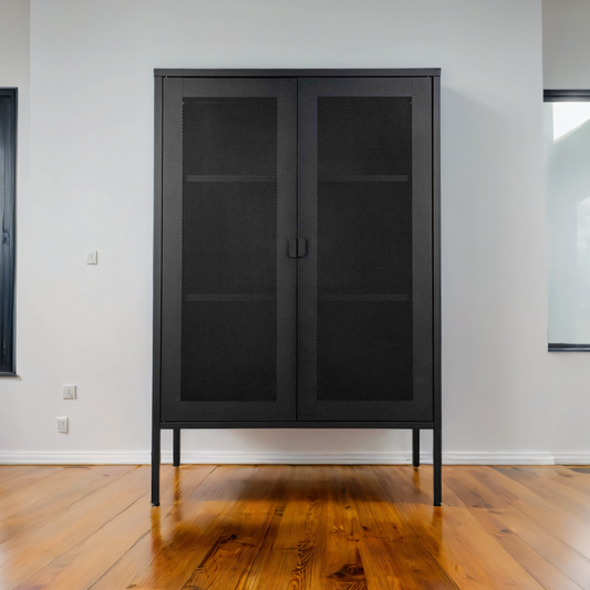 Industrial Modern Display Cabinet Unit - Matt Black