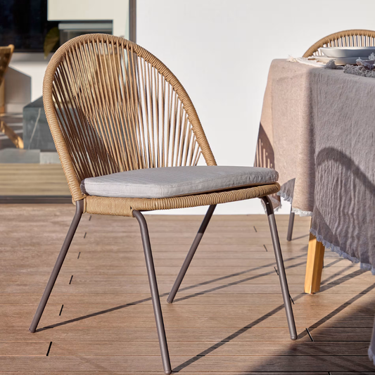 Shann Roping Beige Finish Outdoor Chair