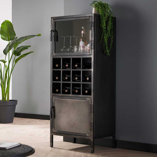 Industrial Black Wine Holder Home Bar Cabinet
