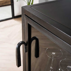 Industrial Black Wine Holder Home Bar Cabinet