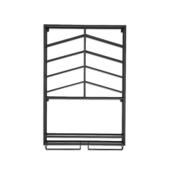 Industrial Metal Wall Mounted Black Wine Rack with Glass & Bottle Rack